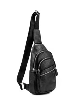 Чоловічий чорний шкіряний слінг Tiding Bag A25-5424A