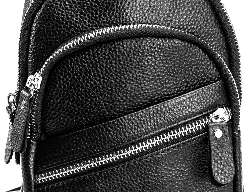 Чоловічий чорний шкіряний слінг Tiding Bag A25-5424A - Фотографія № 2