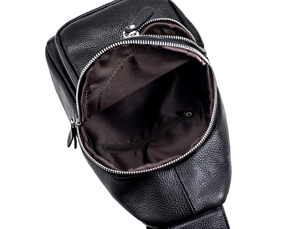 Чоловічий чорний шкіряний слінг Tiding Bag A25-5424A - Фотографія № 3