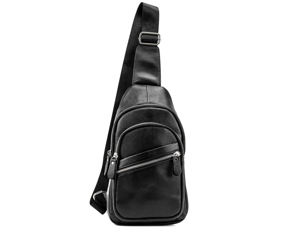 Чоловічий чорний шкіряний слінг Tiding Bag A25-5424A - Фотографія № 5
