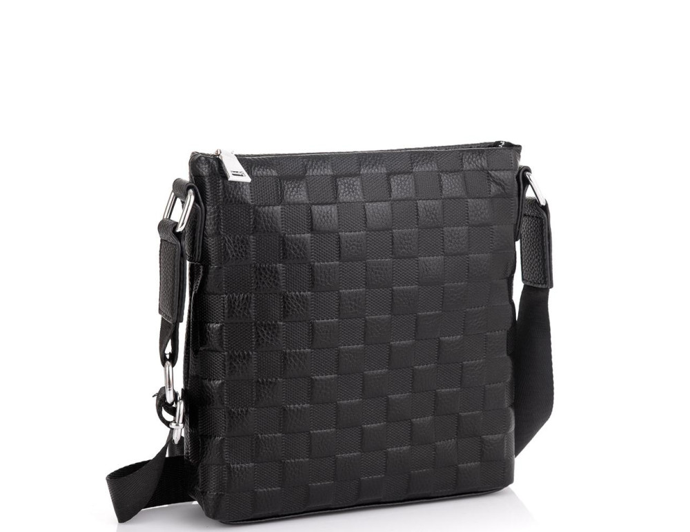 Мужская сумка через плечо черная фактурная Tiding Bag A25-6106A - Фото № 1 Мужская сумка через плечо черная фактурная Tiding Bag A25-6106A - Фото № 1