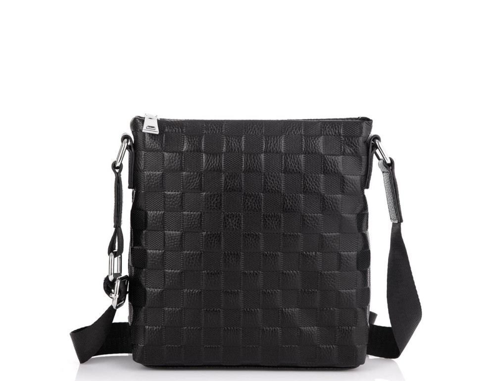 Мужская сумка через плечо черная фактурная Tiding Bag A25-6106A - Фото № 3