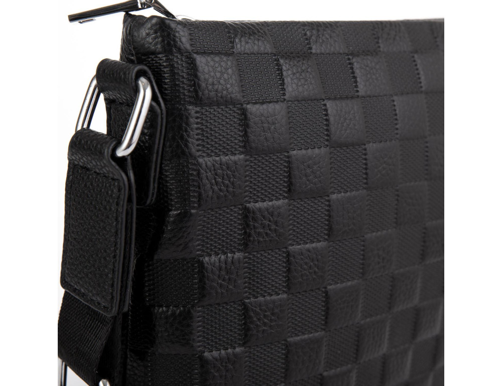 Мужская сумка через плечо черная фактурная Tiding Bag A25-6106A - Фото № 6