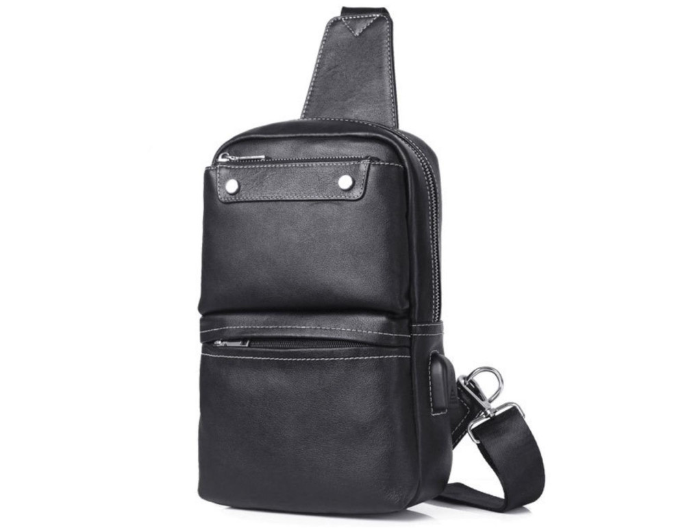 Сумка на грудь мужская кожаная слинг Tiding Bag A25-6801A - Фото № 1 Сумка на грудь мужская кожаная слинг Tiding Bag A25-6801A - Фото № 1