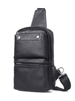 Сумка на грудь мужская кожаная слинг Tiding Bag A25-6801A