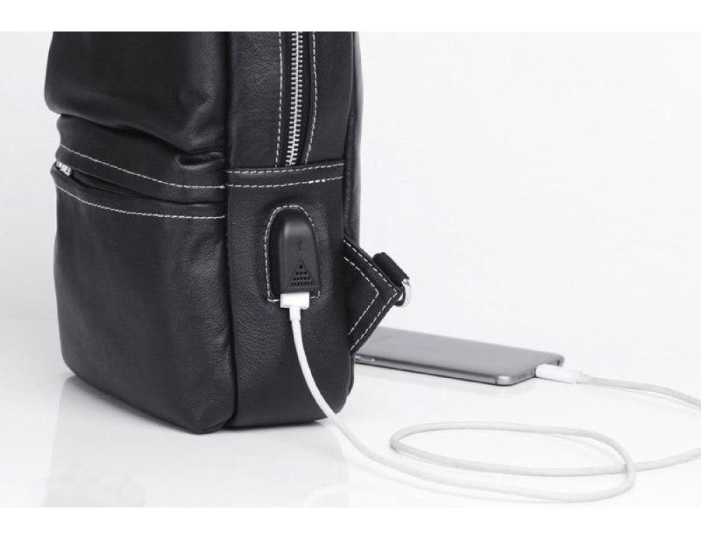 Сумка на грудь мужская кожаная слинг Tiding Bag A25-6801A - Фото № 2