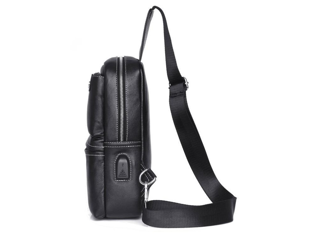 Сумка на грудь мужская кожаная слинг Tiding Bag A25-6801A - Фото № 11