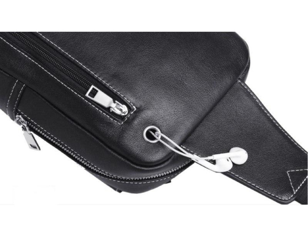 Сумка на грудь мужская кожаная слинг Tiding Bag A25-6801A - Фото № 3