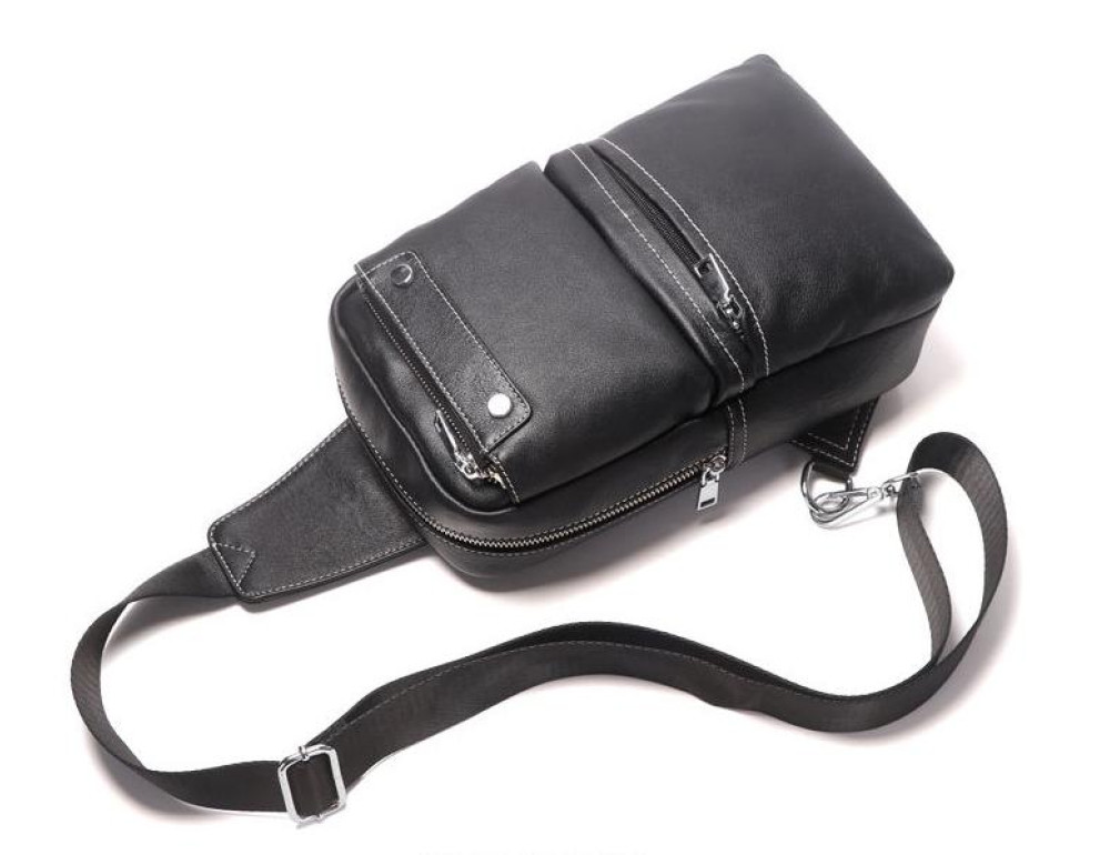 Сумка на грудь мужская кожаная слинг Tiding Bag A25-6801A - Фото № 4