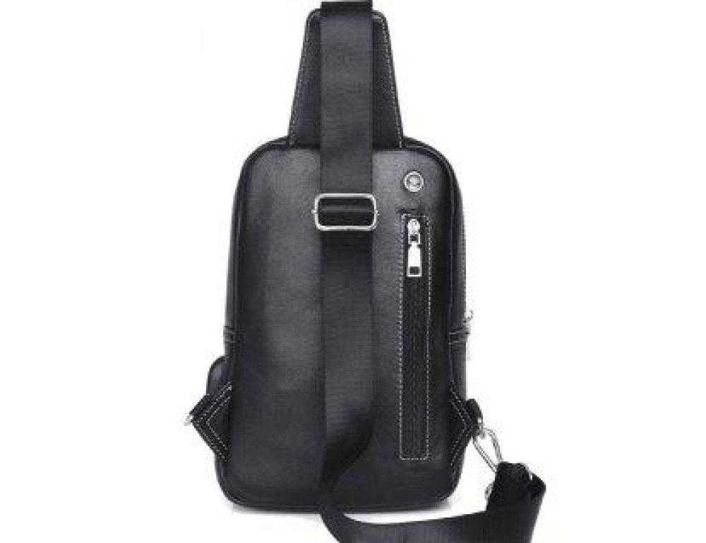 Сумка на грудь мужская кожаная слинг Tiding Bag A25-6801A - Фото № 5