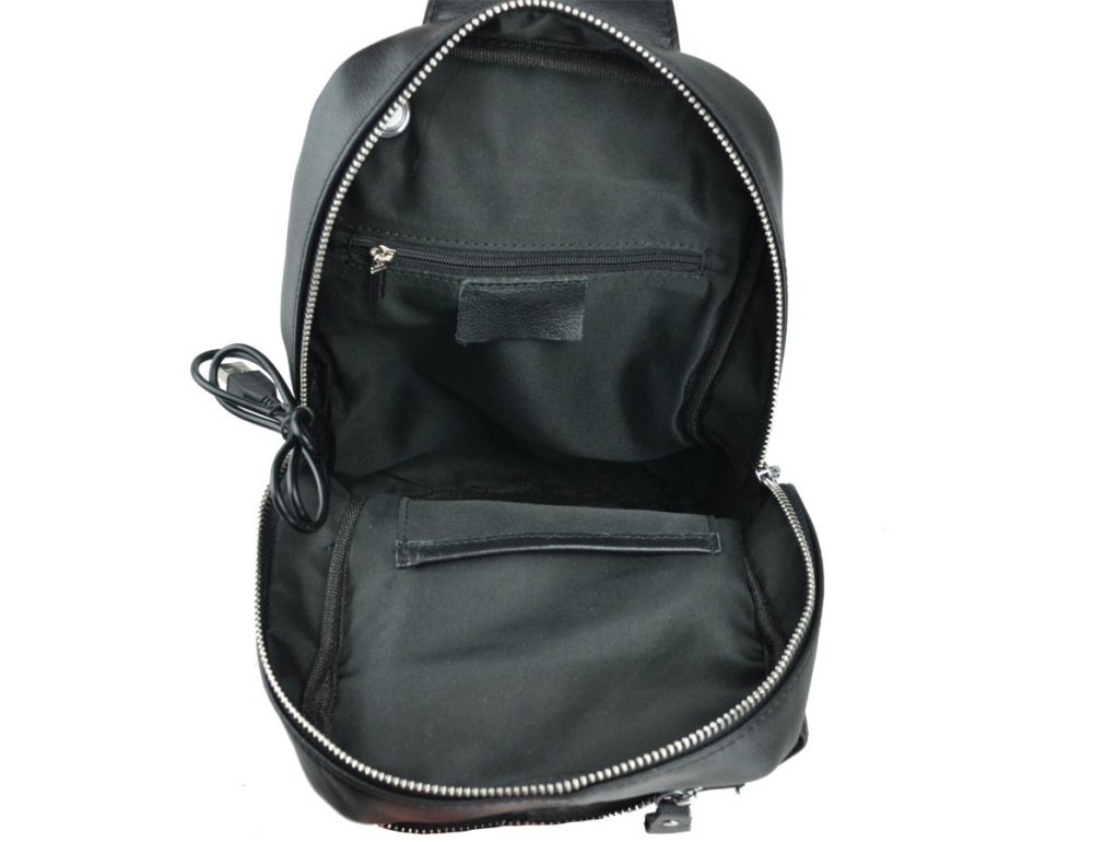 Сумка на грудь мужская кожаная слинг Tiding Bag A25-6801A - Фото № 9