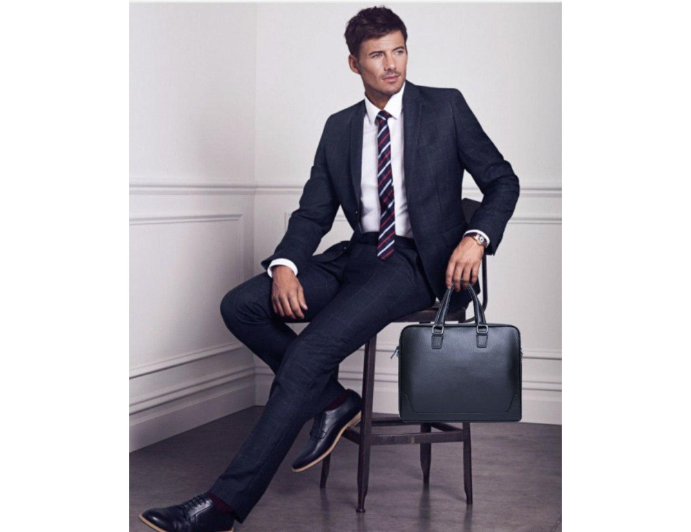 Классическая мужская деловая сумка из натуральной кожи Tiding Bag A25-9905A - Фото № 4