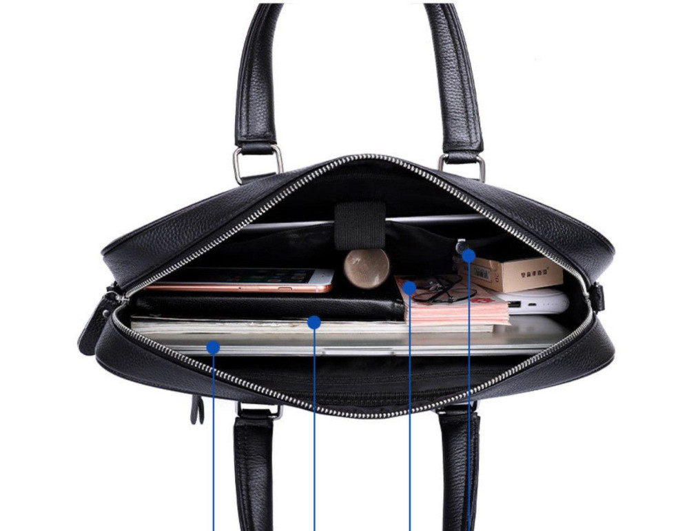 Классическая мужская деловая сумка из натуральной кожи Tiding Bag A25-9905A - Фото № 5