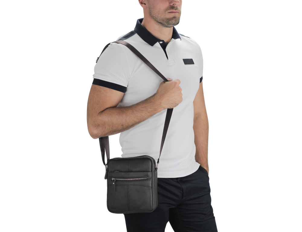 Мессенджер через плечо мужской кожаный коричневый Tiding Bag A25F-007B - Фотографія № 2