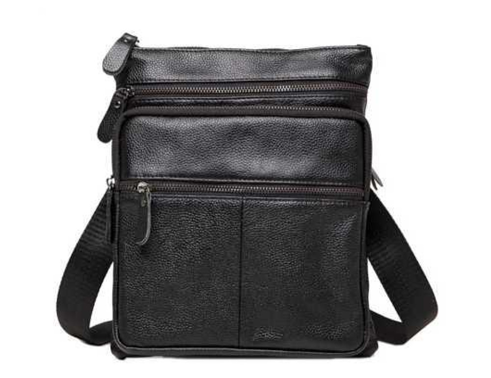 Мессенджер мужской из натуральной кожи черной Tiding Bag A25F-0118A - Фото № 2