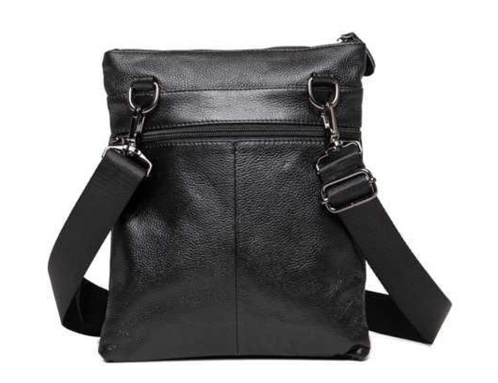 Мессенджер мужской из натуральной кожи черной Tiding Bag A25F-0118A - Фото № 3
