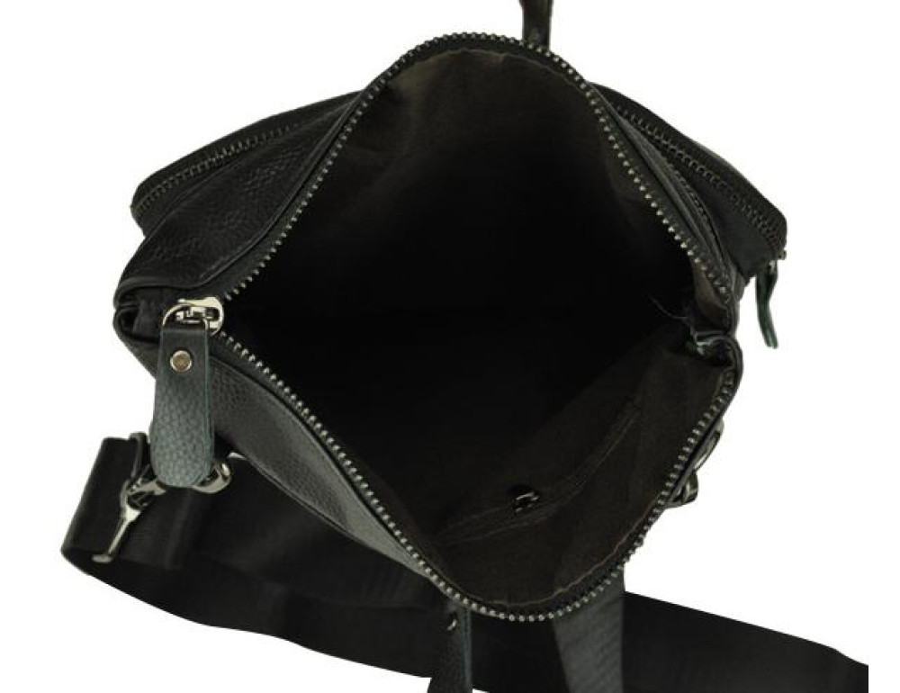 Мессенджер мужской из натуральной кожи черной Tiding Bag A25F-0118A - Фото № 4