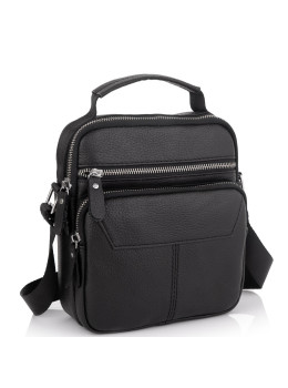 Сумка через плечо черная мужская кожаная Tiding Bag A25F-1436A