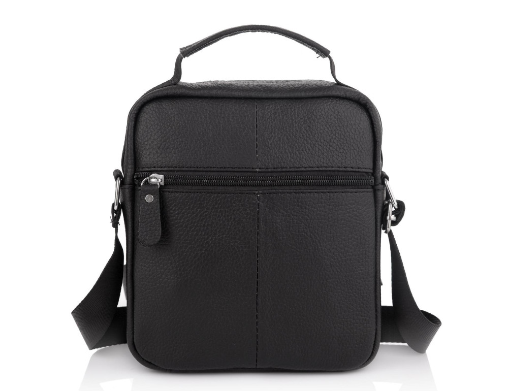 Сумка через плечо черная мужская кожаная Tiding Bag A25F-1436A - Фото № 4