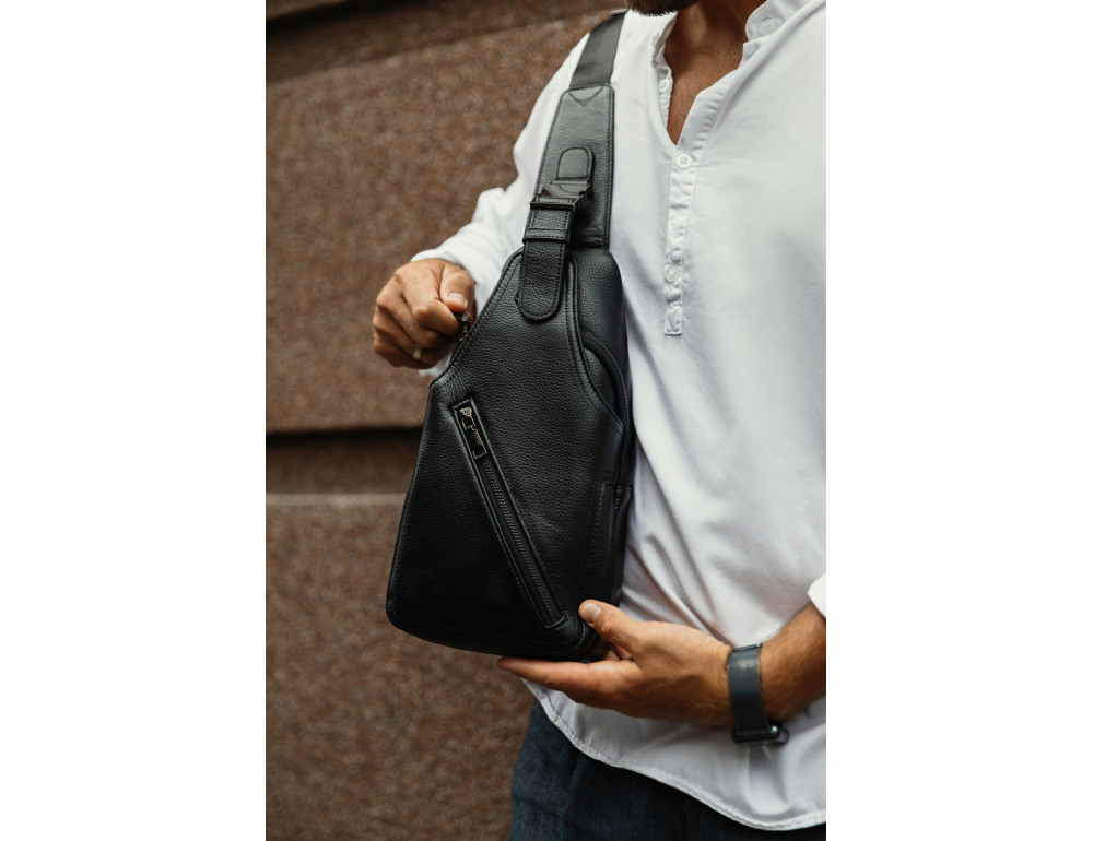 Сумка на грудь мужская кожаная Tiding Bag A25F-1912A - Фото № 2