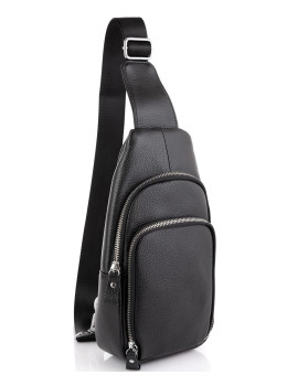 Шкіряний чорний слінг через плече Tiding Bag A25F-5058A