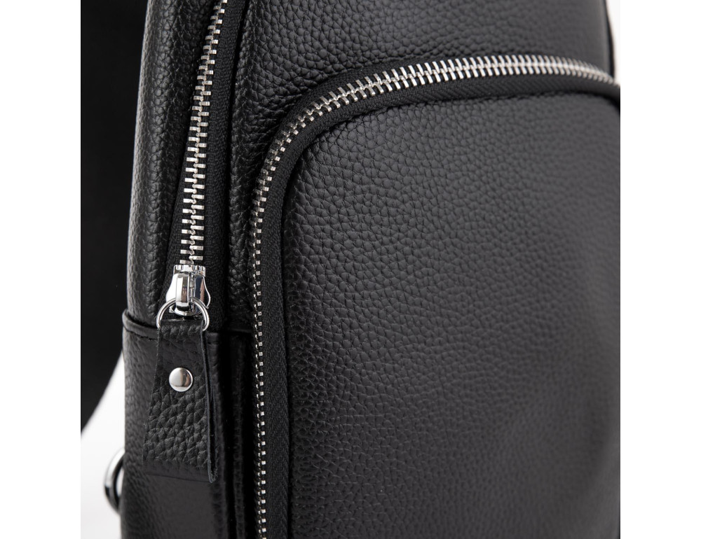 Шкіряний чорний слінг через плече Tiding Bag A25F-5058A - Фотографія № 2