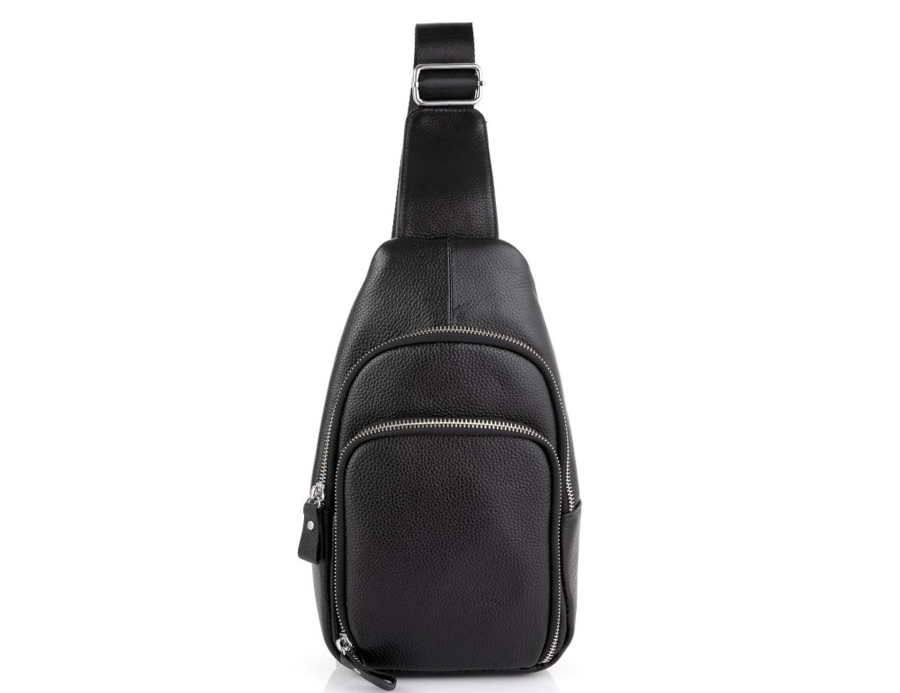 Шкіряний чорний слінг через плече Tiding Bag A25F-5058A - Фотографія № 3