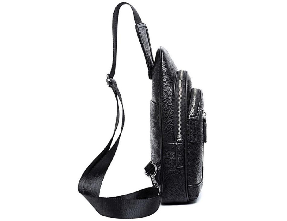 Чоловічий шкіряний чорний слінг на плече Tiding Bag A25F-5427A - Фотографія № 3