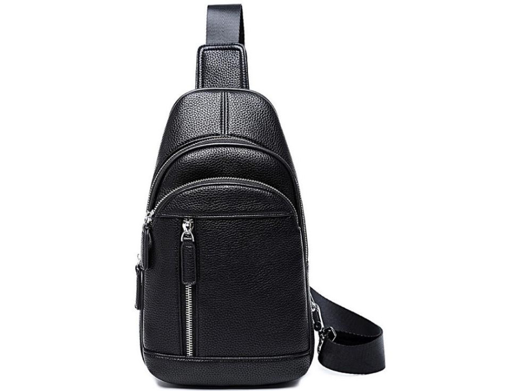 Чоловічий шкіряний чорний слінг на плече Tiding Bag A25F-5427A - Фотографія № 4