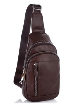 Мужской кожаный слинг через плечо коричневый Tiding Bag A25F-5427B