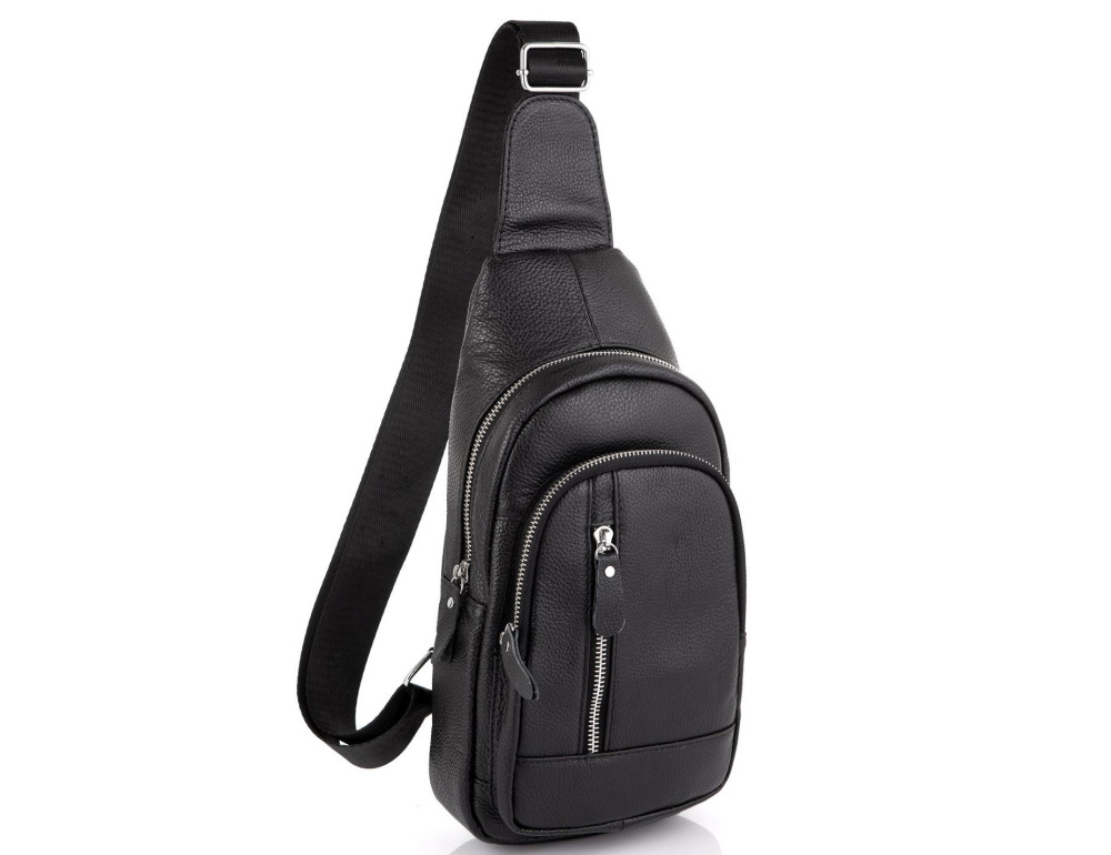 Чоловічий шкіряний чорний слінг на плече Tiding Bag A25F-5605A - Фотографія № 1 Чоловічий шкіряний чорний слінг на плече Tiding Bag A25F-5605A - Фотографія № 1