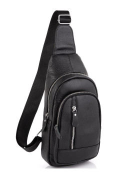 Чоловічий шкіряний чорний слінг на плече Tiding Bag A25F-5605A