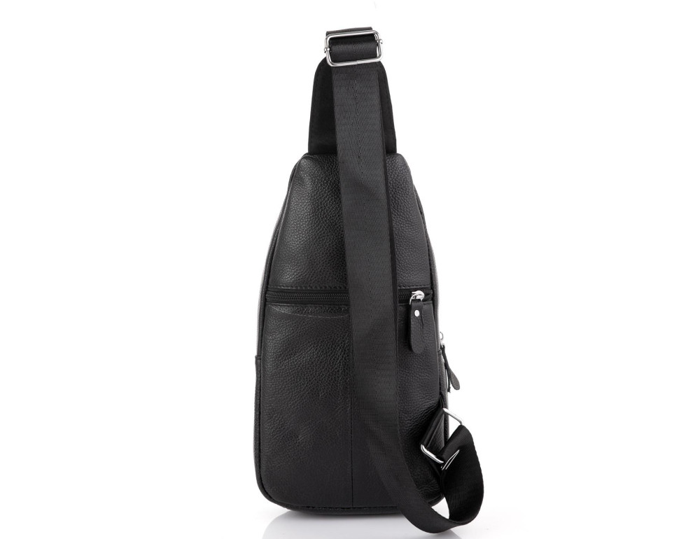 Чоловічий шкіряний чорний слінг на плече Tiding Bag A25F-5605A - Фотографія № 4
