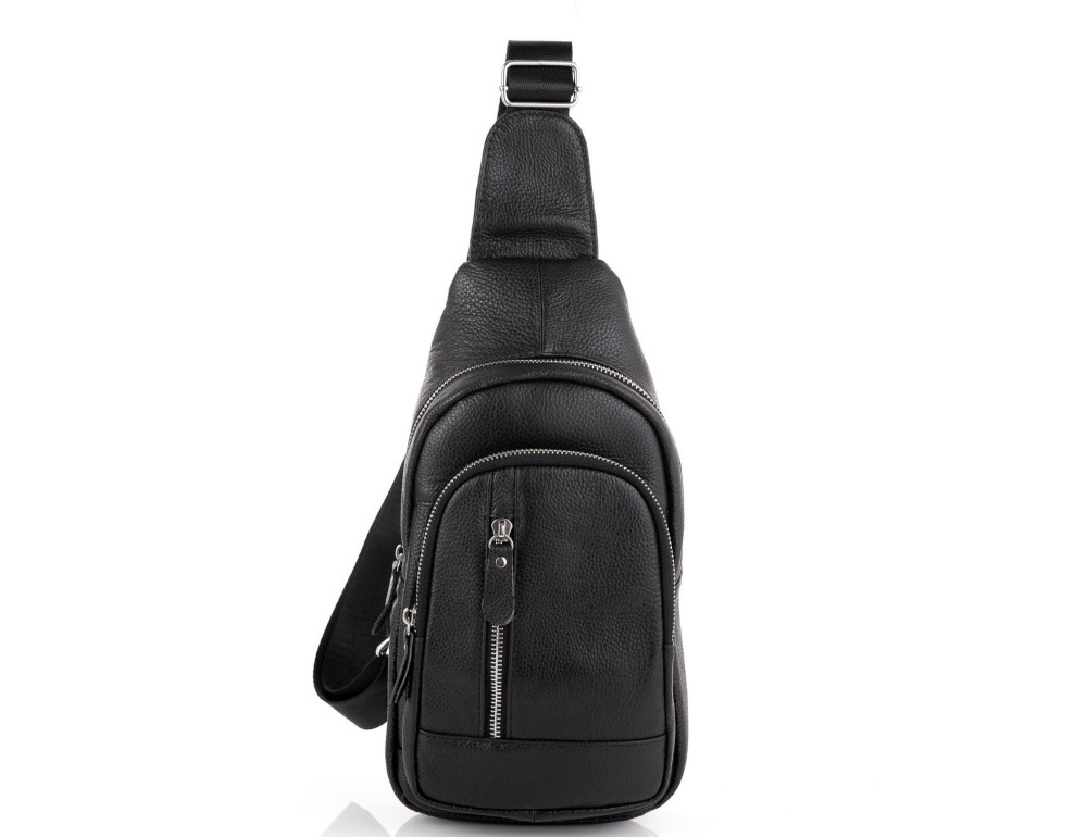 Чоловічий шкіряний чорний слінг на плече Tiding Bag A25F-5605A - Фотографія № 5
