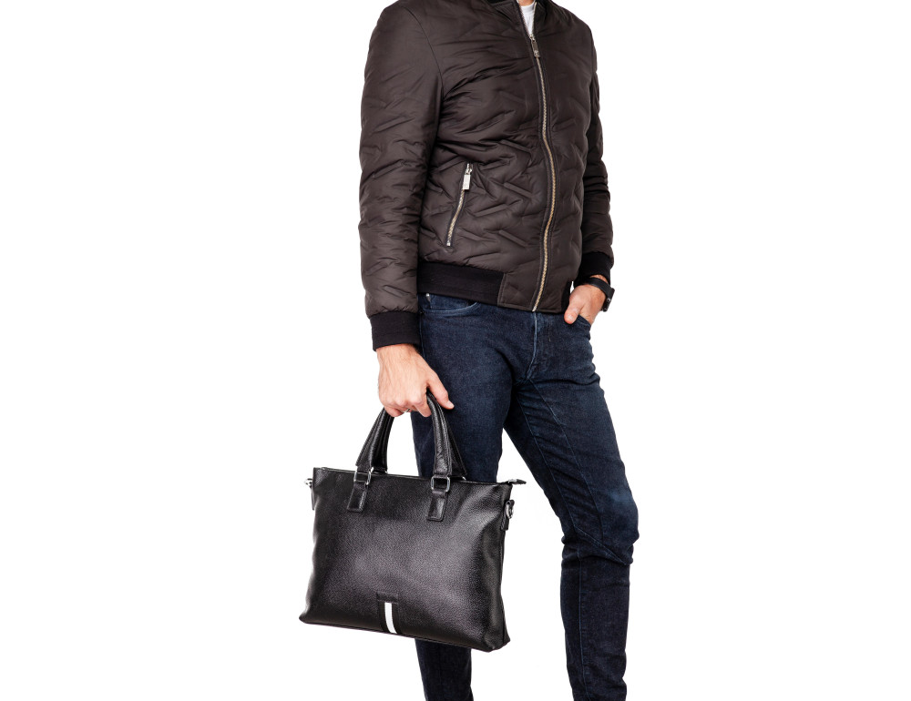 Стильная повседневная мужская кожаная сумка Tiding Bag A25F-66001A - Фото № 6