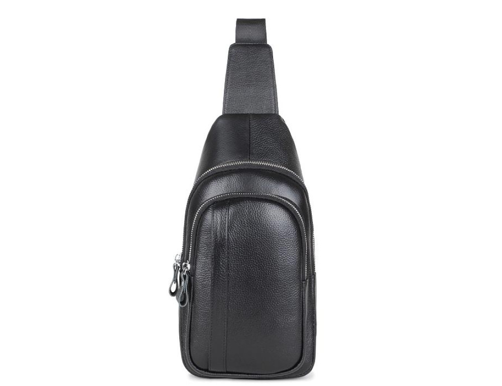 Чоловічий шкіряний чорний слінг на плече Tiding Bag A25F-6601A - Фотографія № 5
