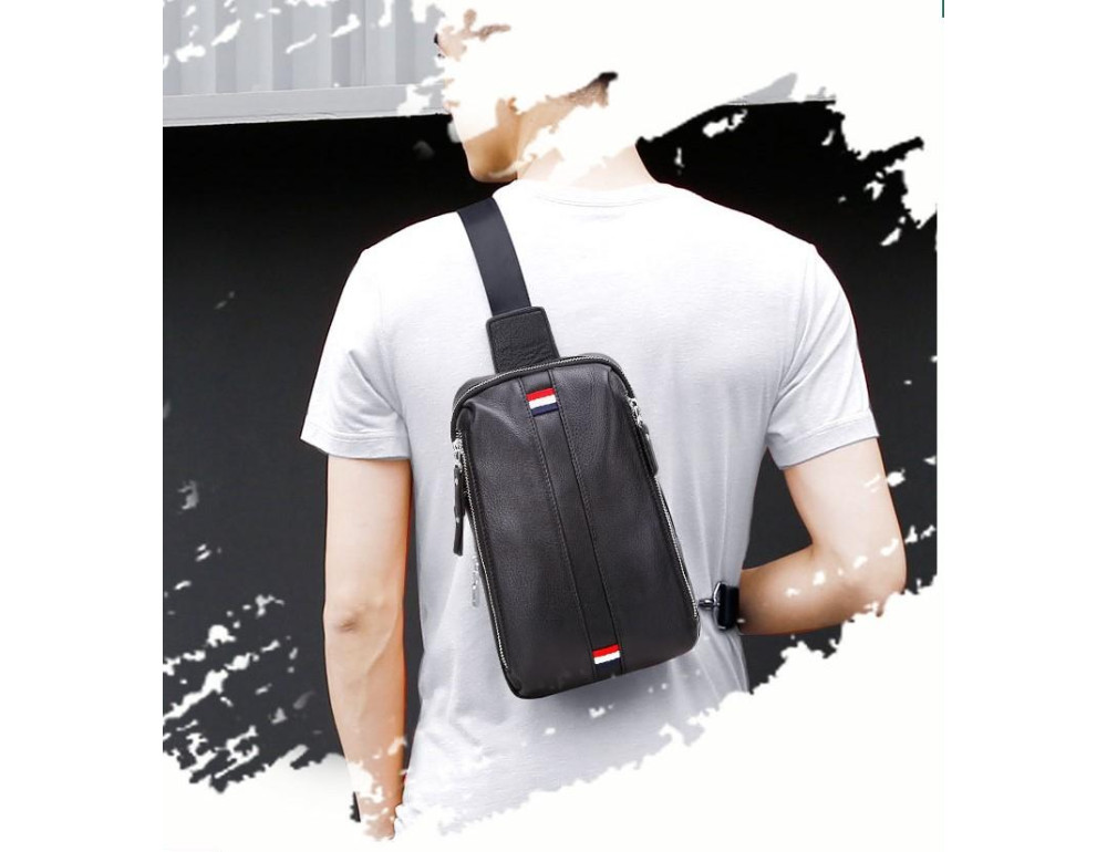 Мужской кожаный слинг на грудь Tiding Bag A25F-6616A - Фото № 4
