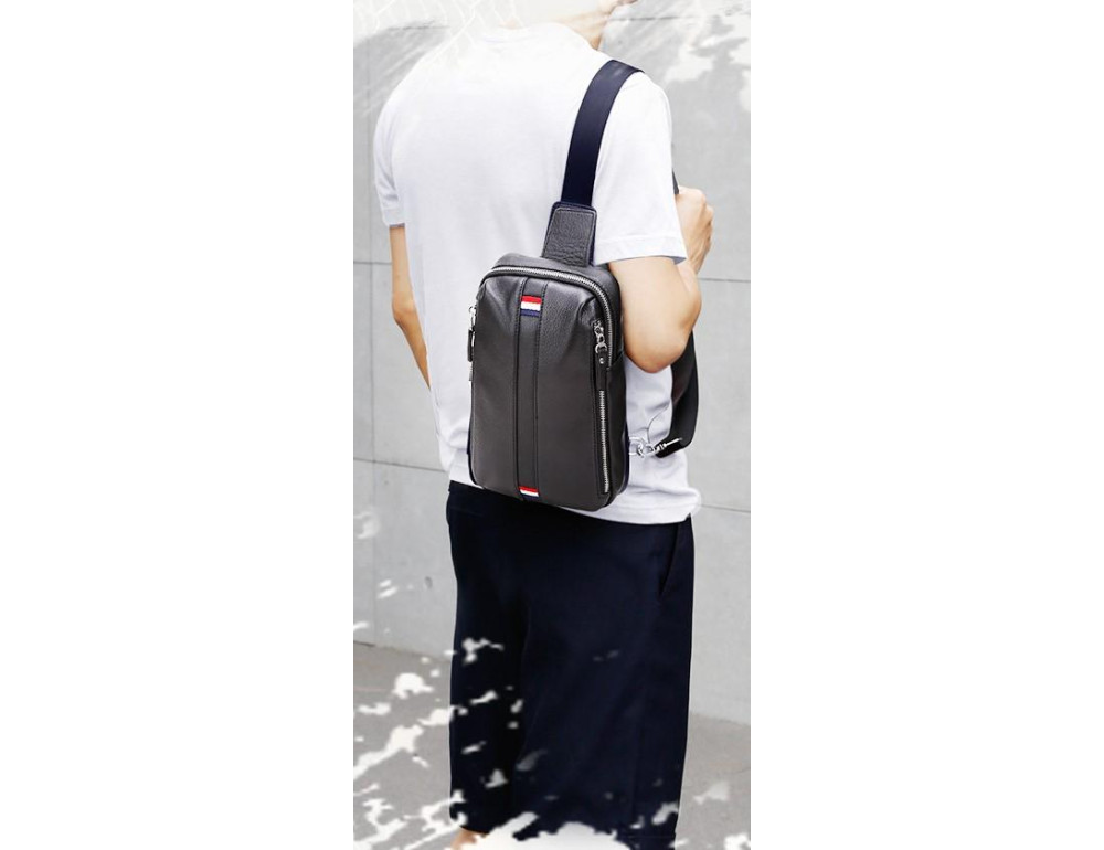 Мужской кожаный слинг на грудь Tiding Bag A25F-6616A - Фото № 6