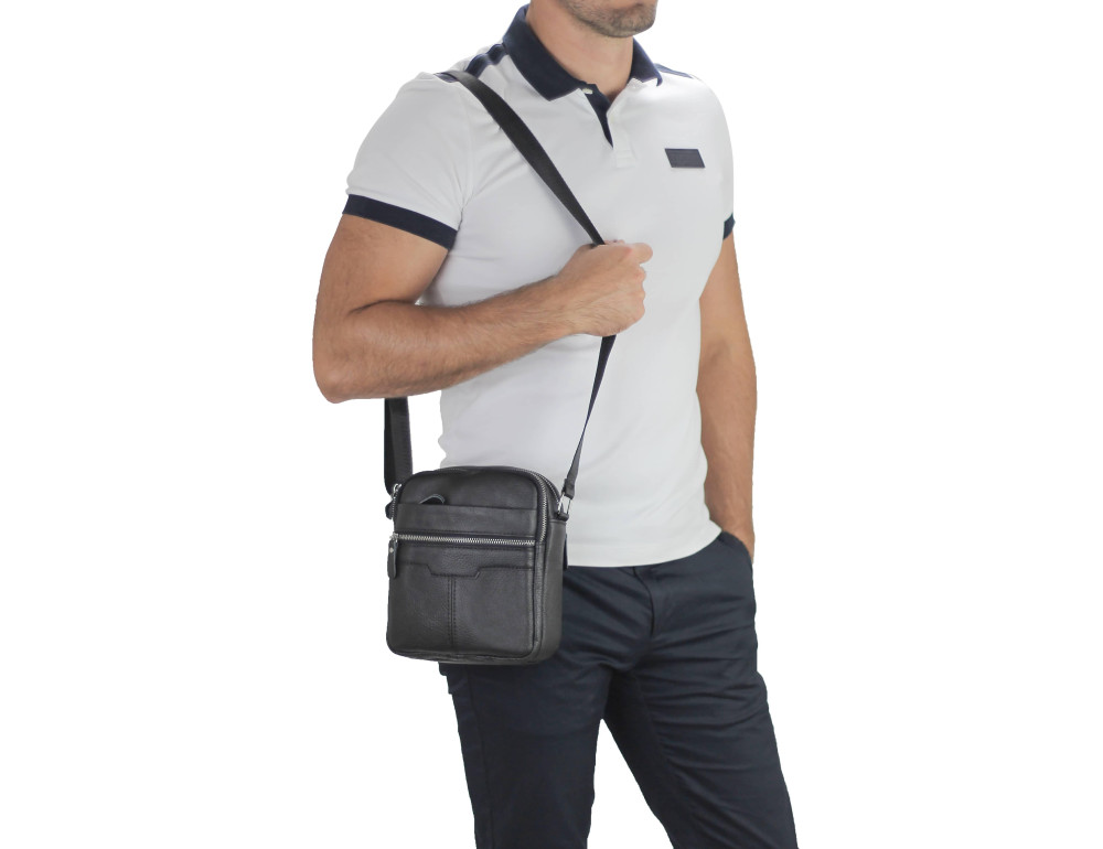 Мужская кожаная сумка через плечо маленькая Tiding Bag A25F-6625A - Фото № 6