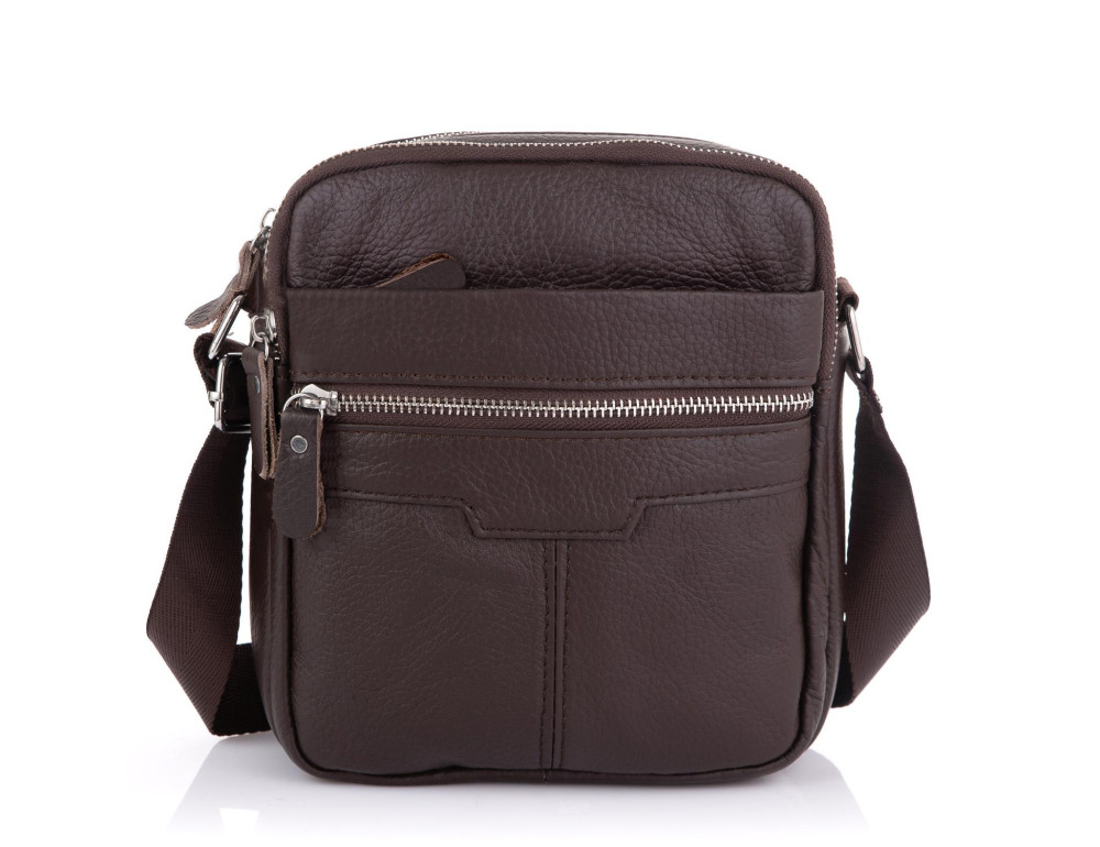 Сумка кожаная мужская коричневая Tiding Bag A25F-6625B - Фото № 3