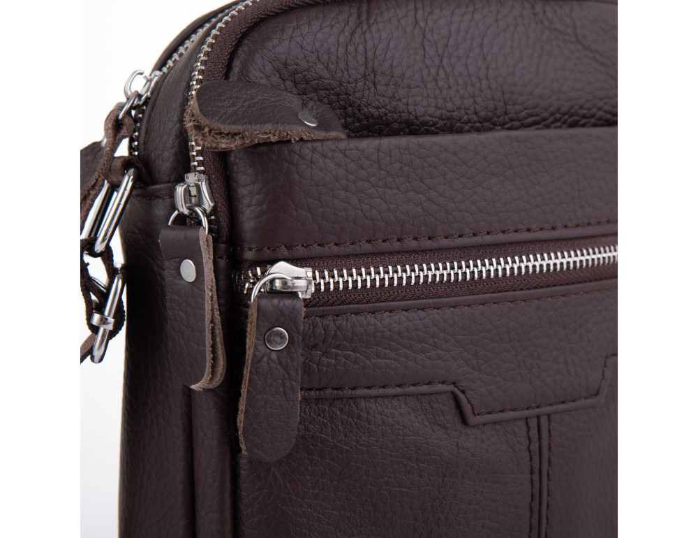 Сумка кожаная мужская коричневая Tiding Bag A25F-6625B - Фото № 6
