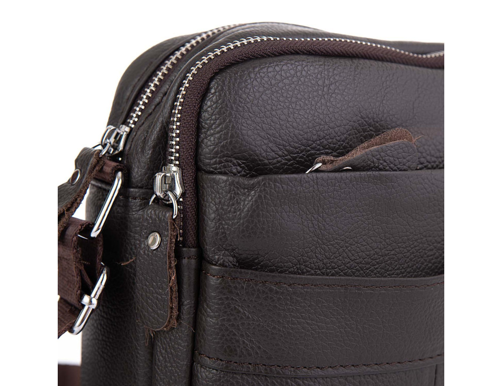 Кожаный мессенджер мужской коричневый Tiding Bag A25F-8017B - Фото № 2