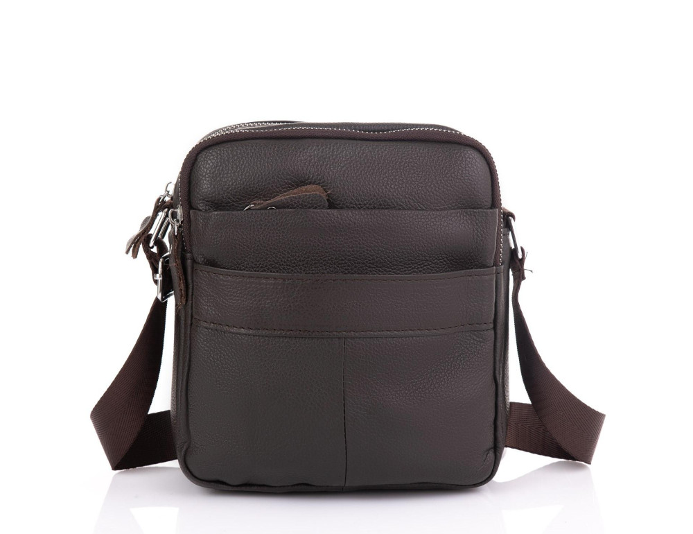 Кожаный мессенджер мужской коричневый Tiding Bag A25F-8017B - Фото № 5