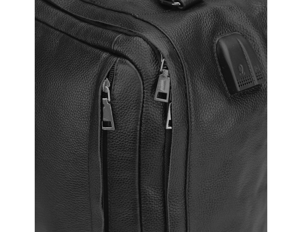 Мужской кожаный черный рюкзак для ноутбука Tiding Bag A25F-8834A - Фото № 2