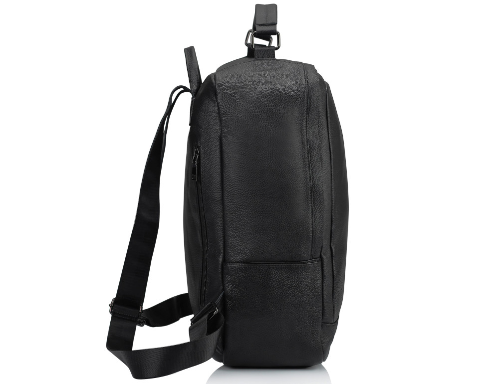 Мужской кожаный черный рюкзак для ноутбука Tiding Bag A25F-8834A - Фото № 4