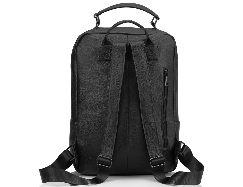 Мужской кожаный черный рюкзак для ноутбука Tiding Bag A25F-8834A - Фото № 5