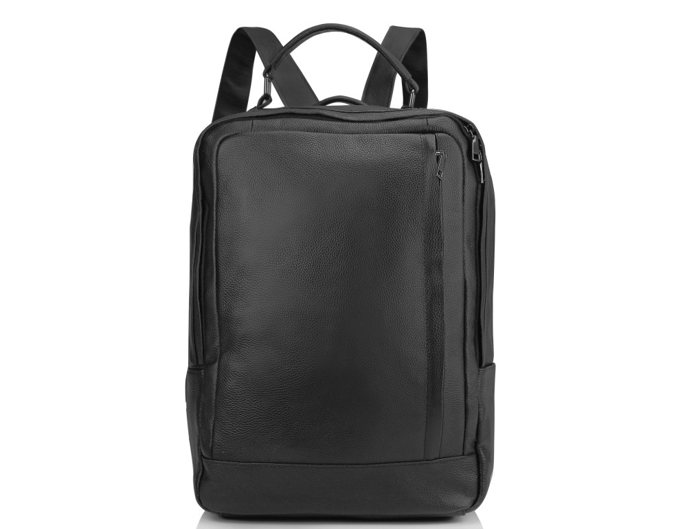 Мужской кожаный черный рюкзак для ноутбука Tiding Bag A25F-8834A - Фото № 6