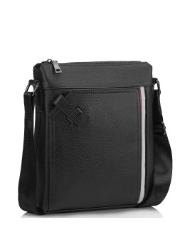 Мужская кожаная сумка через плечо черная Tiding Bag A25F-8867A