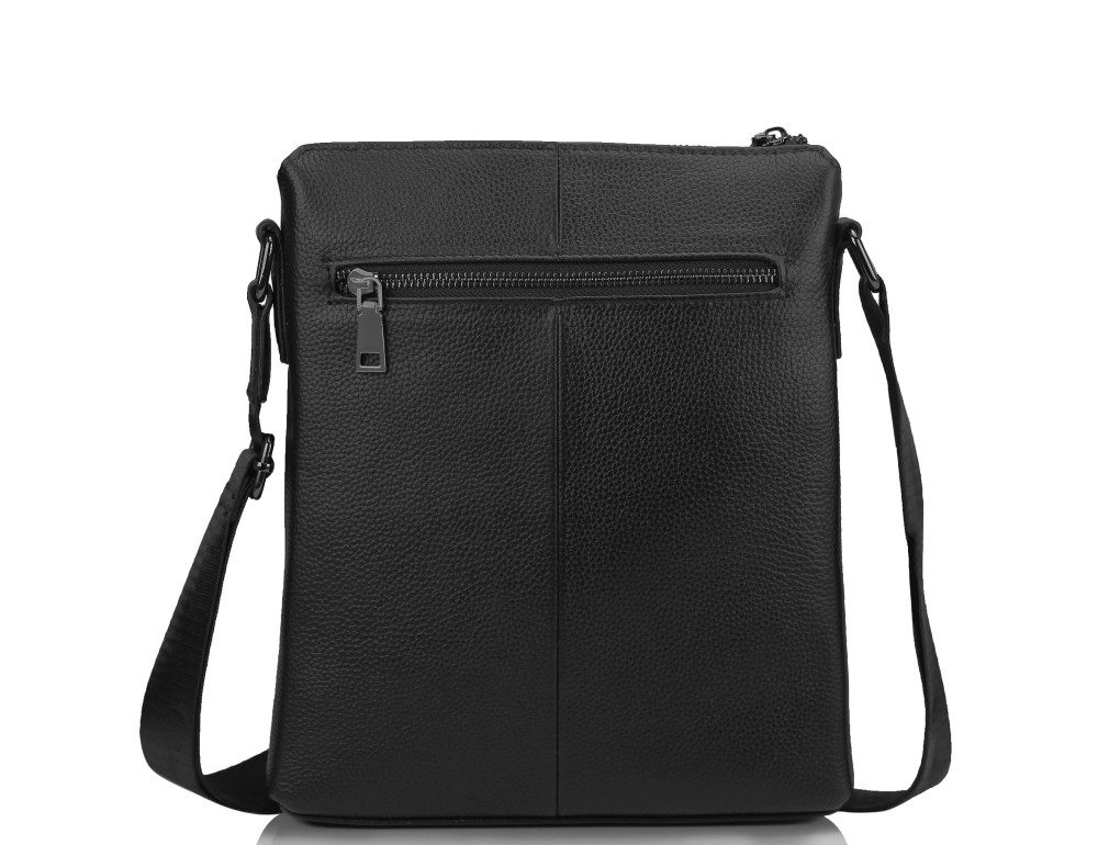 Мужская кожаная сумка через плечо черная Tiding Bag A25F-8867A - Фото № 3