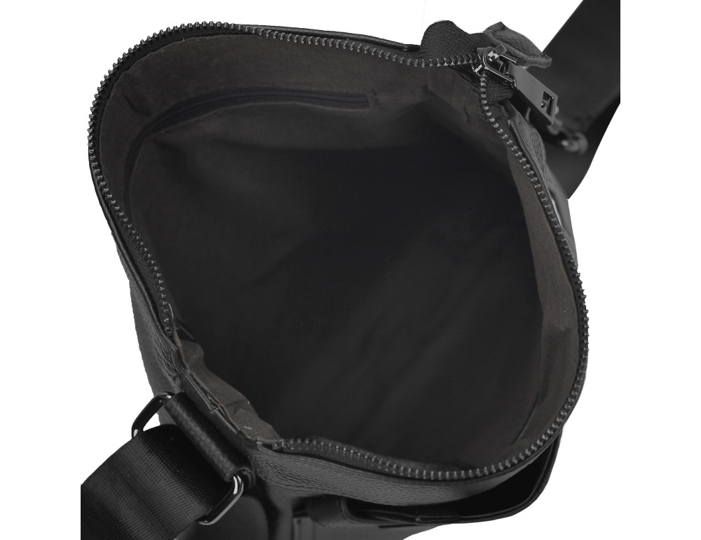 Мужская кожаная сумка через плечо черная Tiding Bag A25F-8867A - Фото № 5